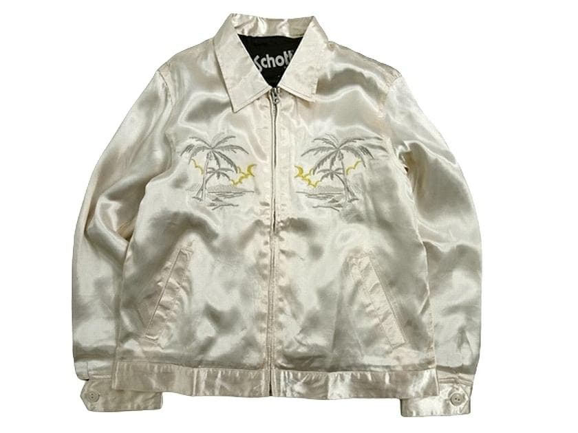 ショット バック刺繍 スーベニアジャケット スカジャン サテンジャケット F