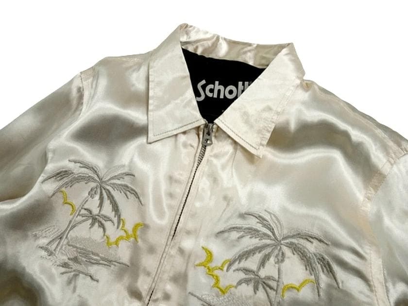 ショット バック刺繍 スーベニアジャケット スカジャン サテンジャケット F