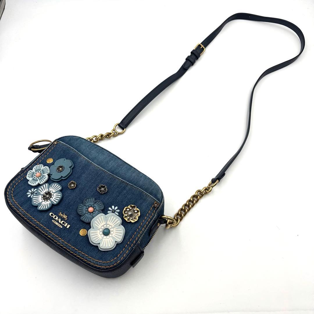 美品✨COACH ショルダーバッグ　ティーローズ　デニム生地　2way
