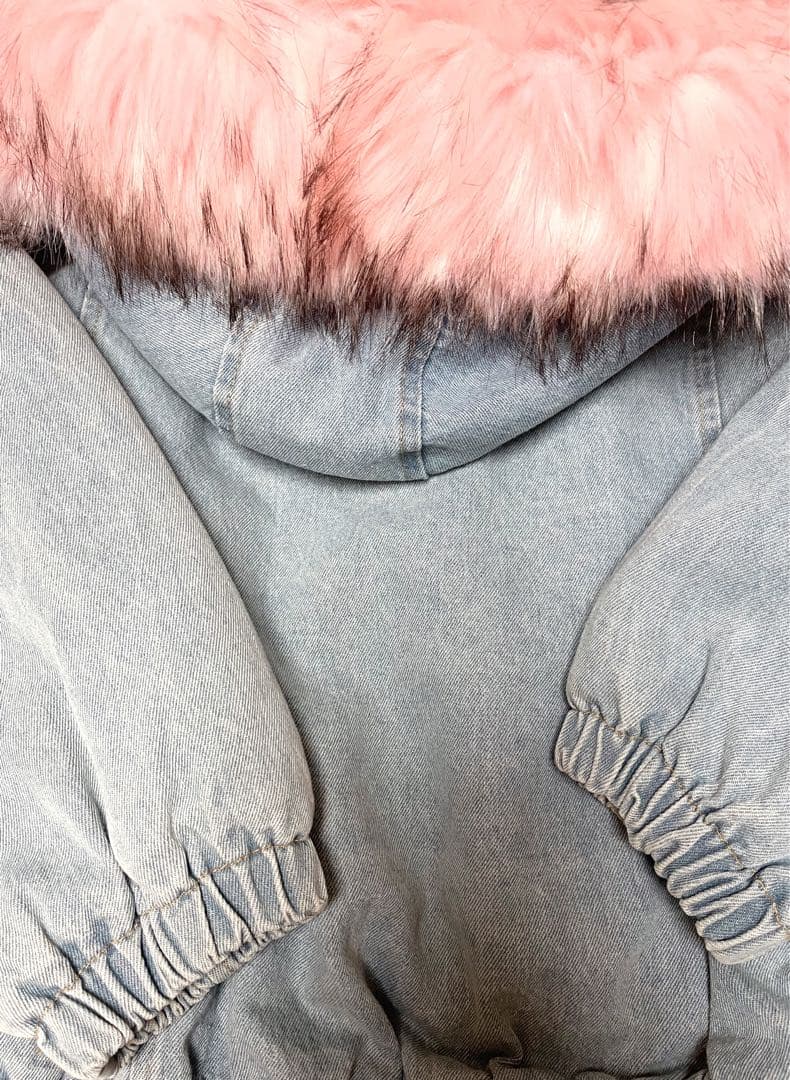 ボリュームファーオーバーサイズデニムジャケット ピンク y2k グランジ