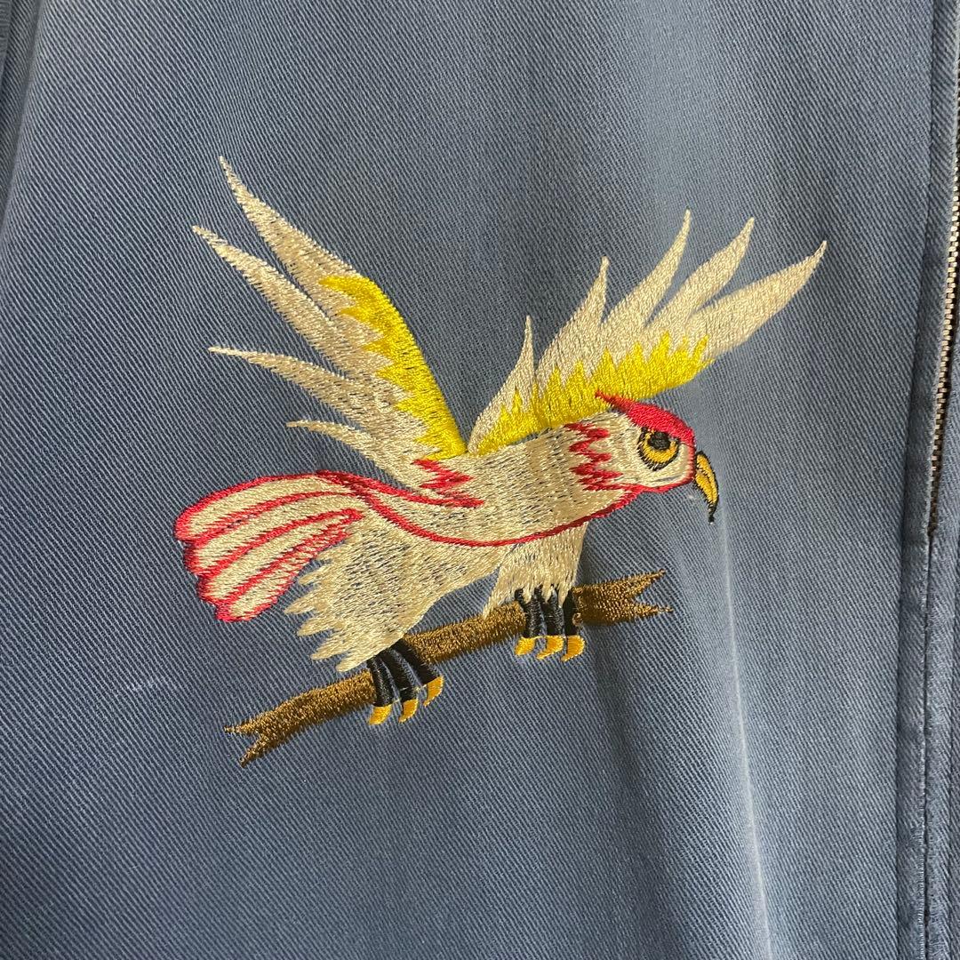スーベニアジャケット　龍×鷹　刺繍　ブルー