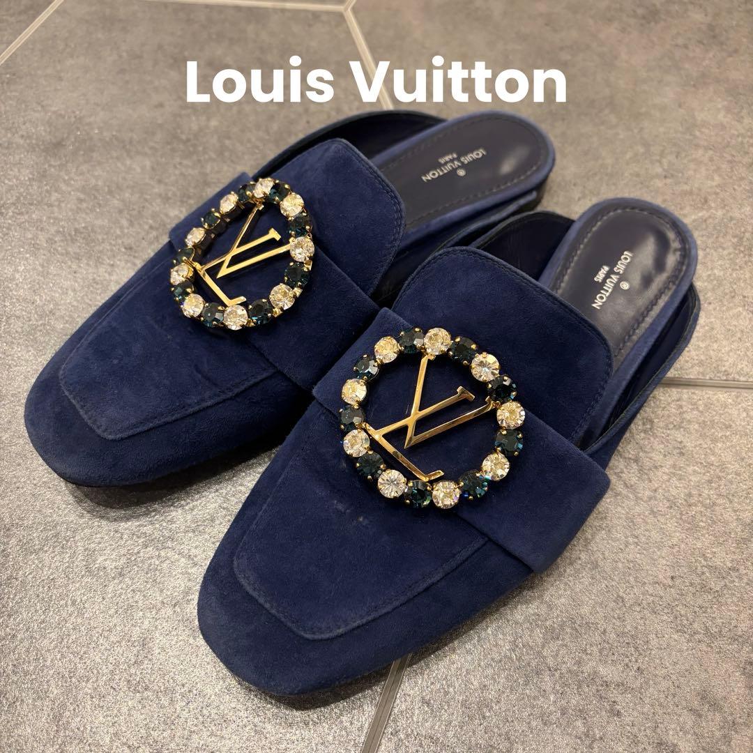 ルイ・ヴィトン　ビジュー　LVロゴ フラット　ミュール　スリッポン　サンダル