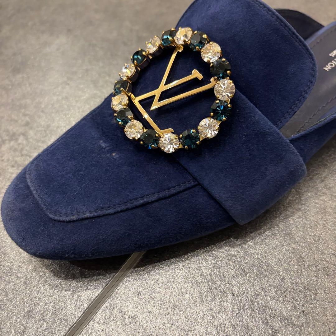 ルイ・ヴィトン　ビジュー　LVロゴ フラット　ミュール　スリッポン　サンダル