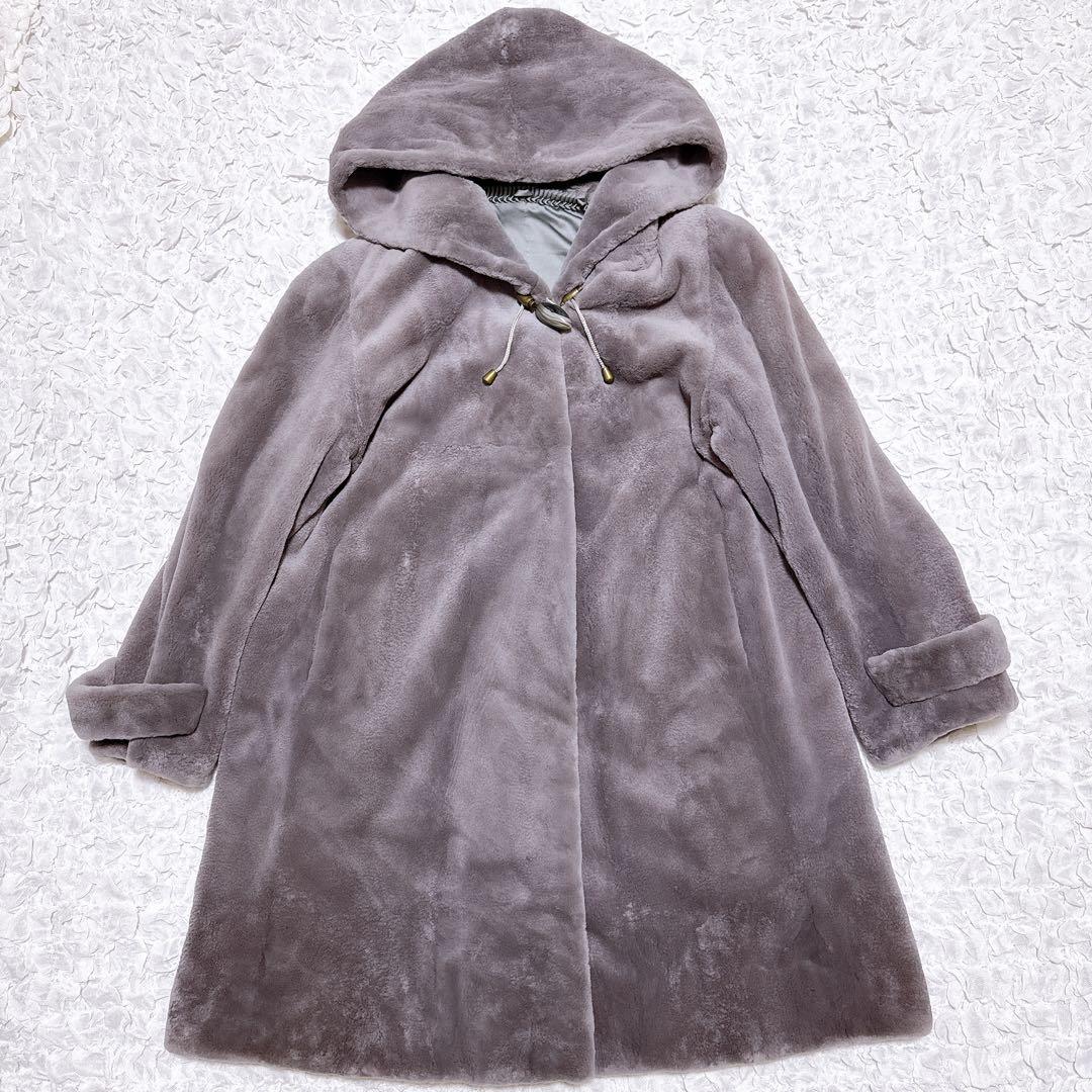 美品　サガミンクロイヤル　ロングコート フード シェアードミンク DASCO