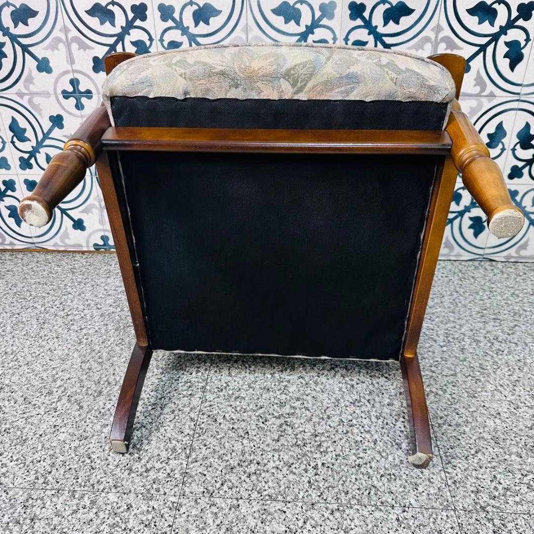 ②　カリモク シングルソファ 椅子 花柄 木製 家具