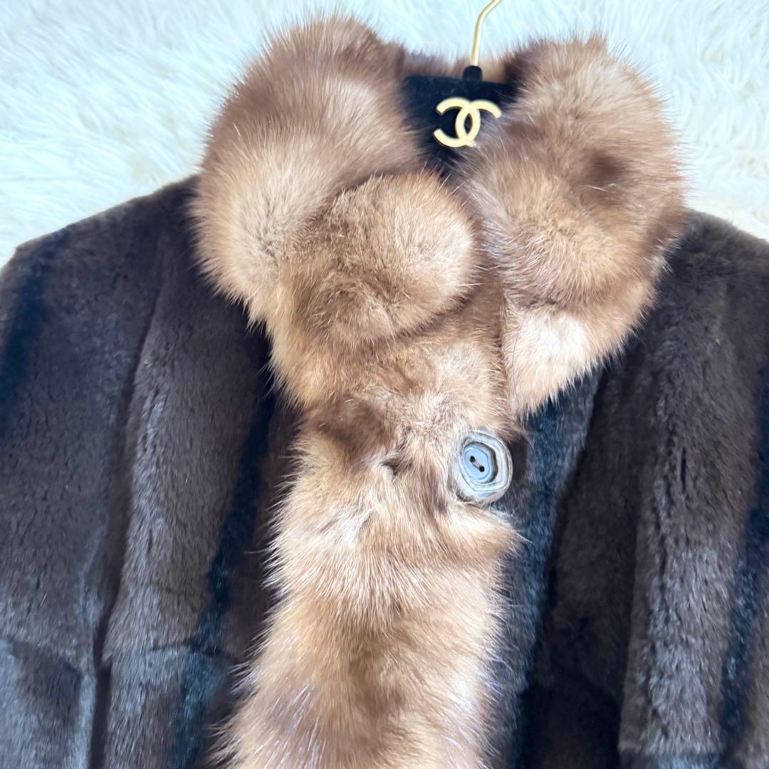 【極美品】最高級リアルファー リバーシブルコート 2way シルキー毛並み 軽量