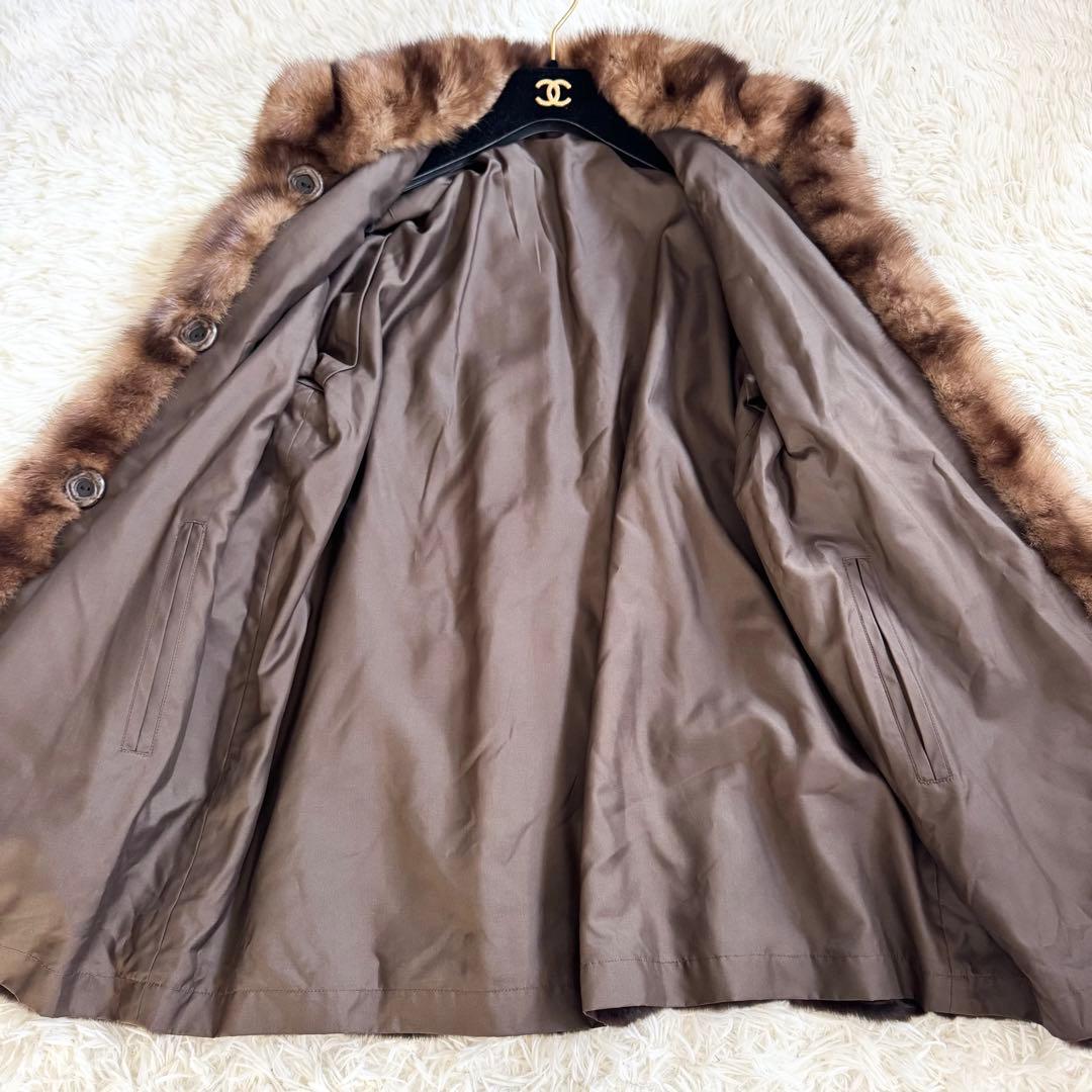 【極美品】最高級リアルファー リバーシブルコート 2way シルキー毛並み 軽量