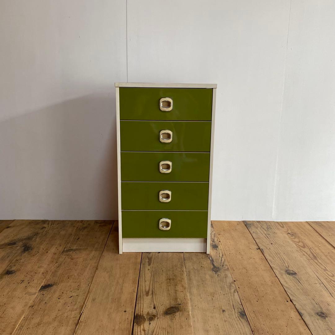 レトロポップ チェスト 棚 5段 昭和レトロ グリーン z813