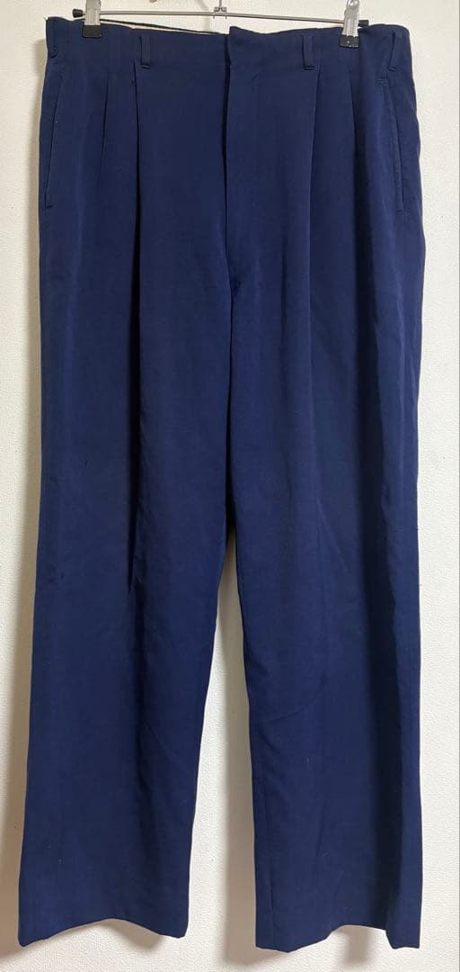 50s 60s スラックス ウール レーヨン ワイド ネイビー