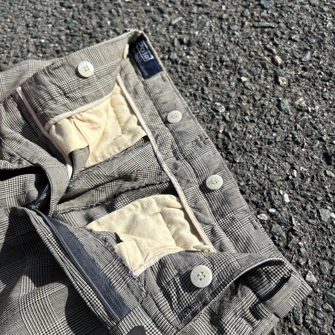 裾幅平置き24.5cm 90s サスペンダーボタン付き 2tuck スラックス