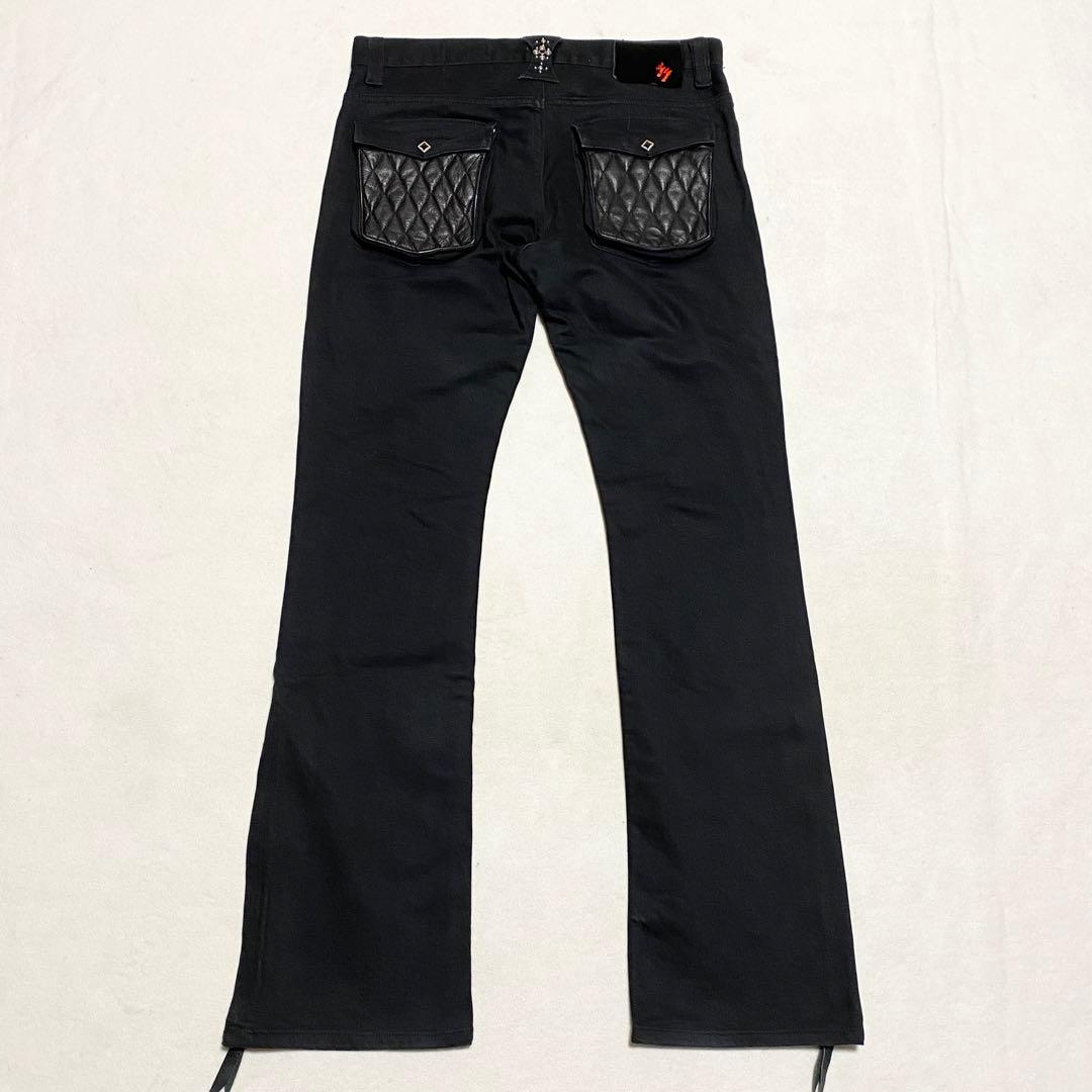 SKULL FLIGHT スカルフライト レザーポケット ブーツカット y2k