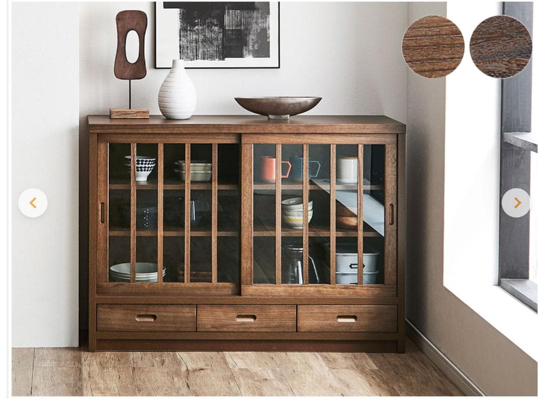 K*T様 7月限定！和風キャビネット サイドボード 食器棚 黒茶色