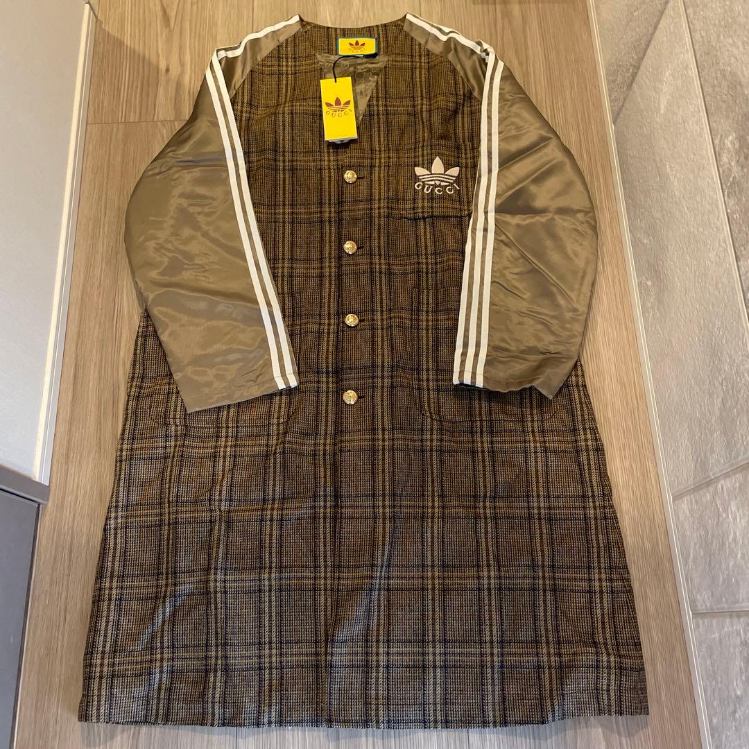 【新品未使用】グッチ　アディダス　ノーカラーコート　710398 裏地総柄
