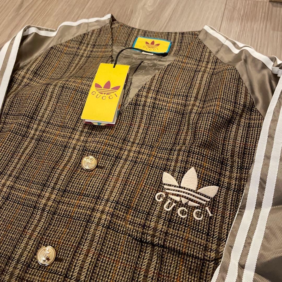 【新品未使用】グッチ　アディダス　ノーカラーコート　710398 裏地総柄