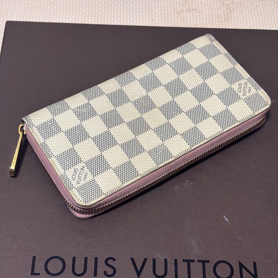 LOUIS VUITTON ダミエ・アズール 長財布　ローズバレリーヌ　ジッピー