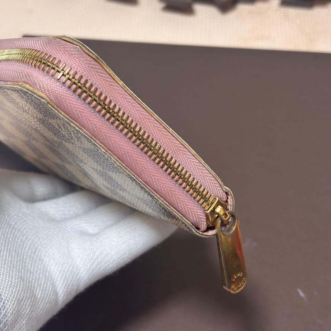 LOUIS VUITTON ダミエ・アズール 長財布　ローズバレリーヌ　ジッピー
