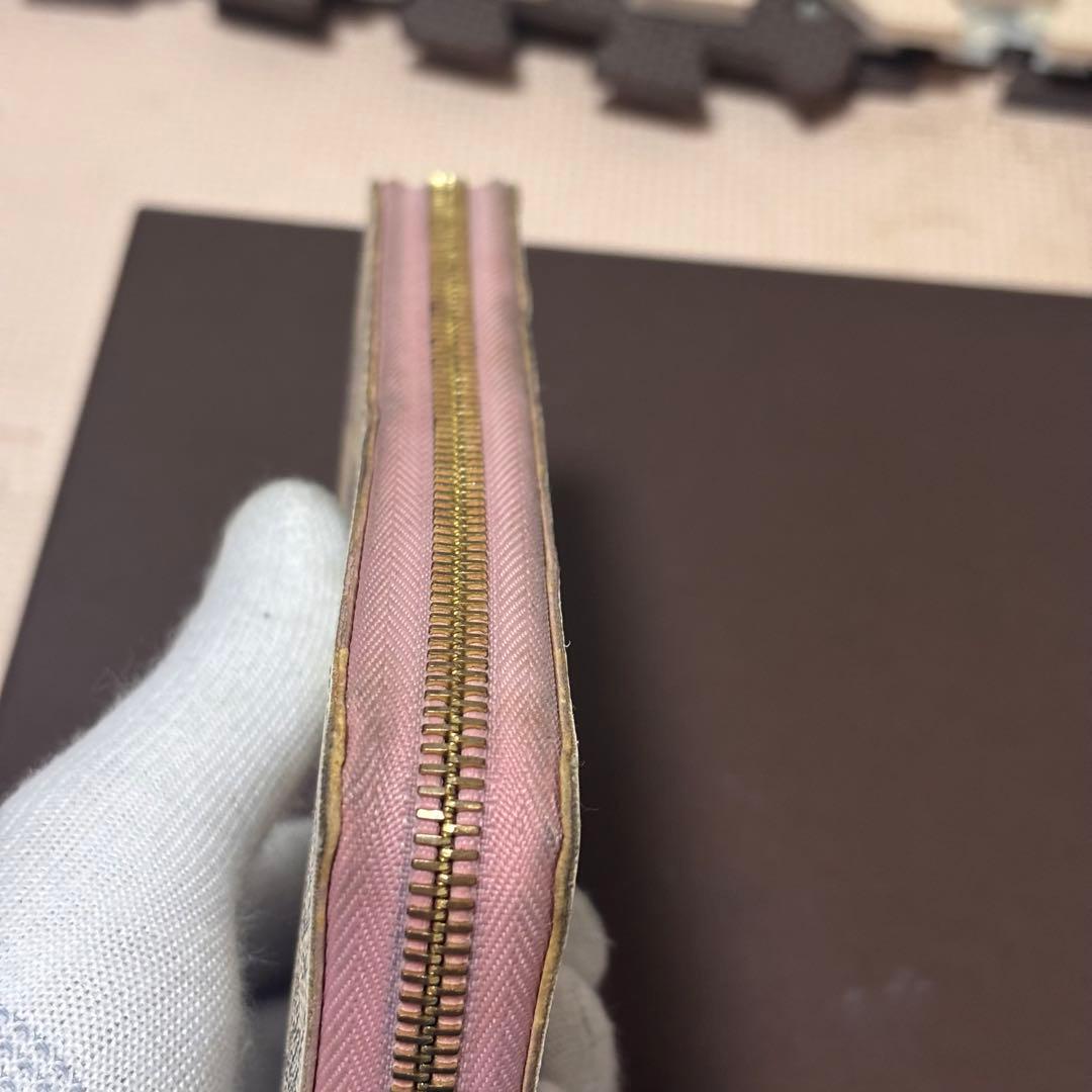 LOUIS VUITTON ダミエ・アズール 長財布　ローズバレリーヌ　ジッピー