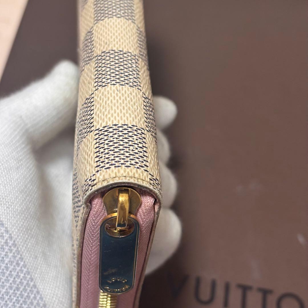 LOUIS VUITTON ダミエ・アズール 長財布　ローズバレリーヌ　ジッピー