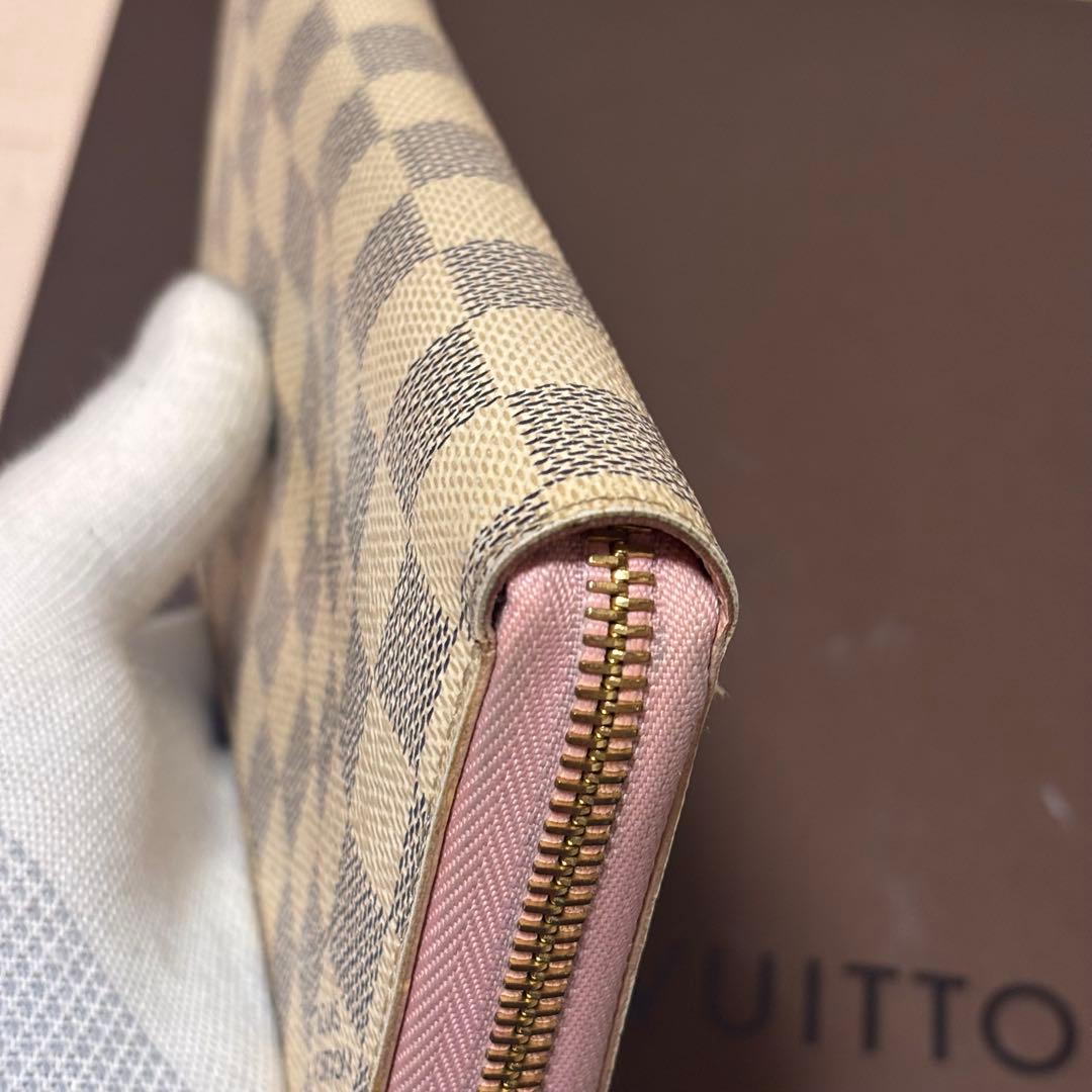 LOUIS VUITTON ダミエ・アズール 長財布　ローズバレリーヌ　ジッピー