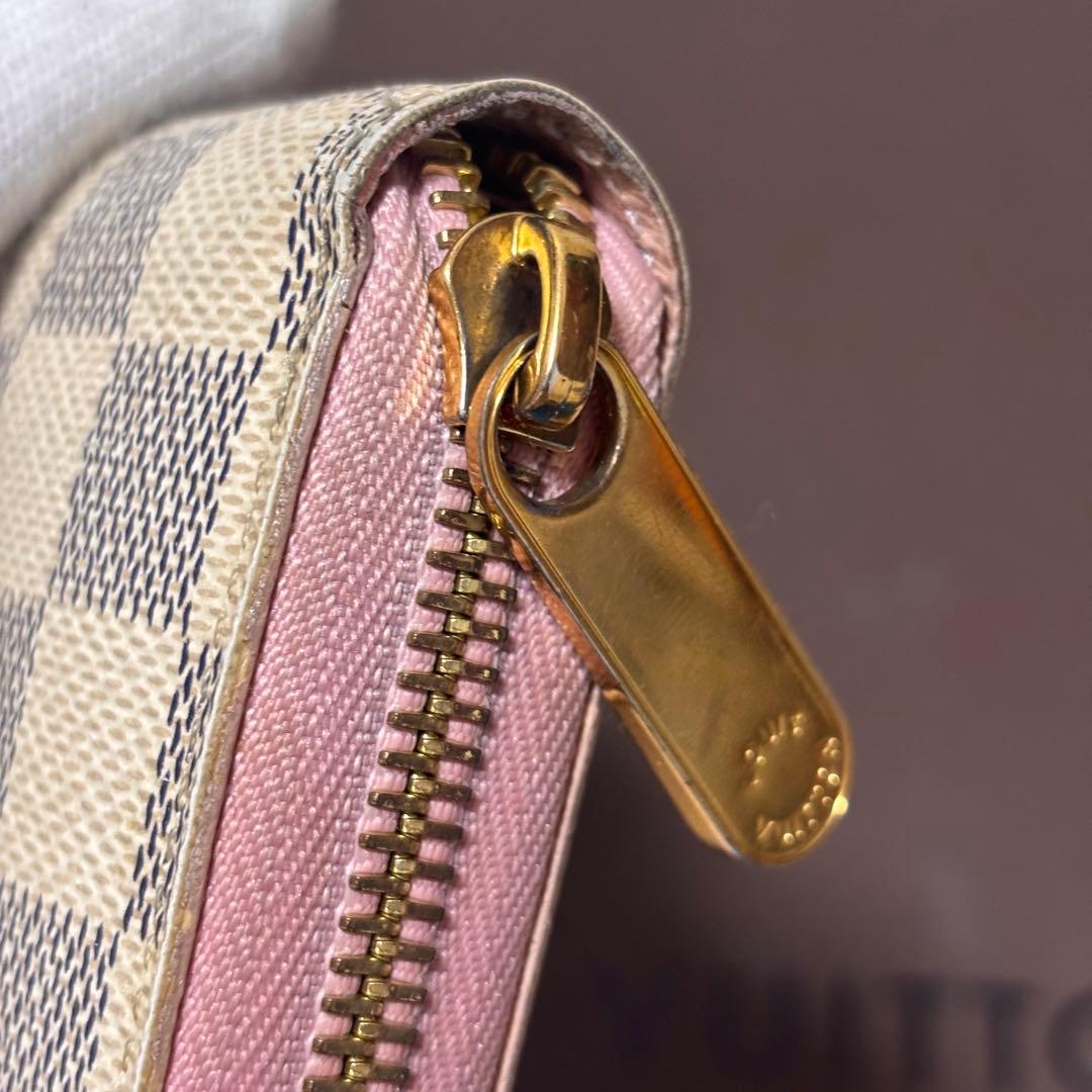 LOUIS VUITTON ダミエ・アズール 長財布　ローズバレリーヌ　ジッピー