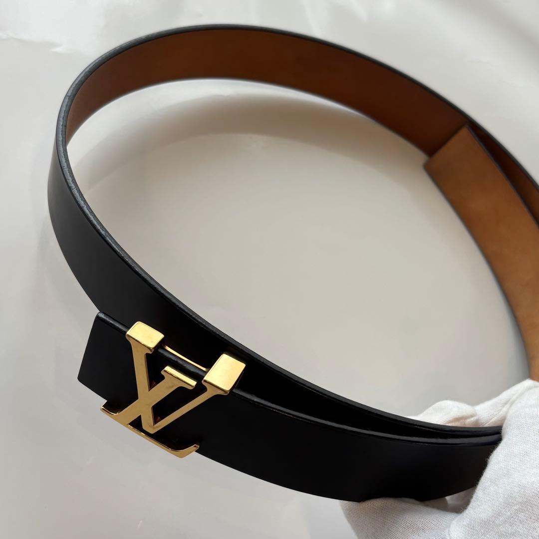 【美品】ルイヴィトンベルトLVイニシャル 黒LOUIS VUITTON