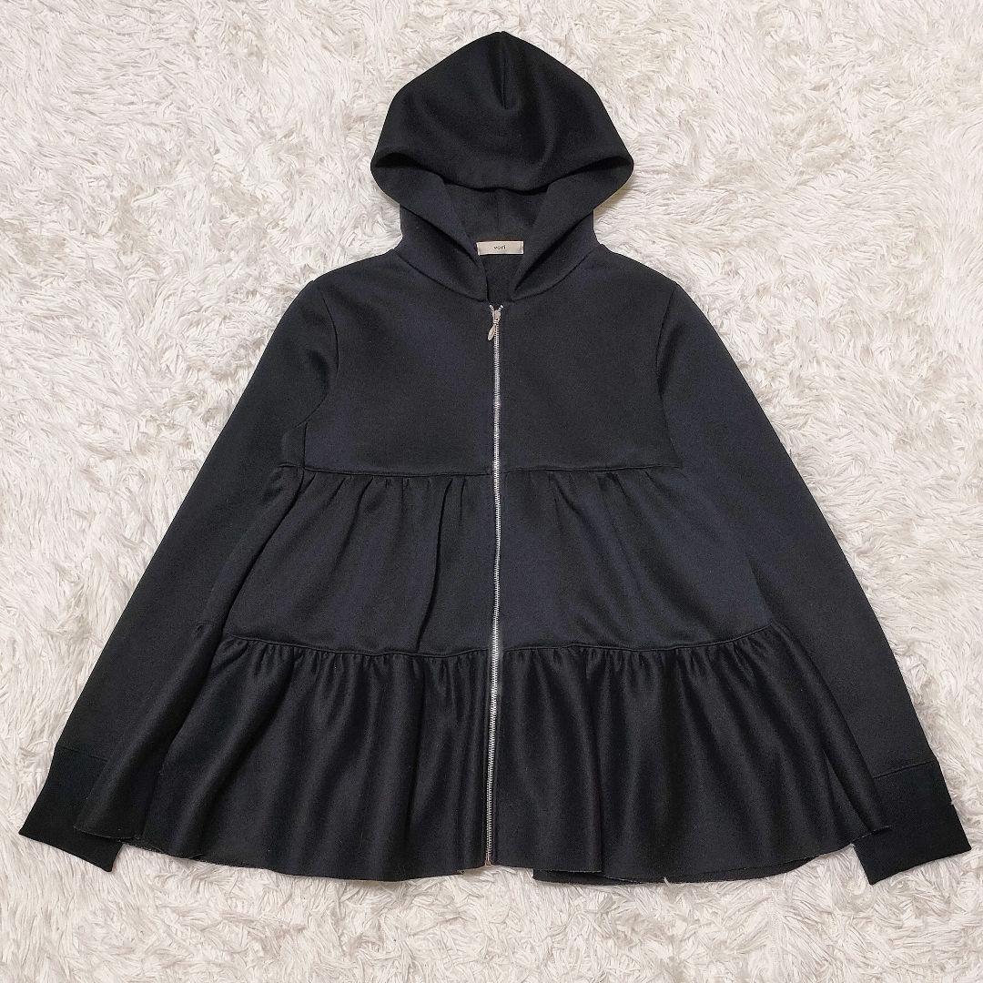 ✨️人気✨️定番✨️ ヨリ ダンボールティアードパーカー ジップアップ ブラック