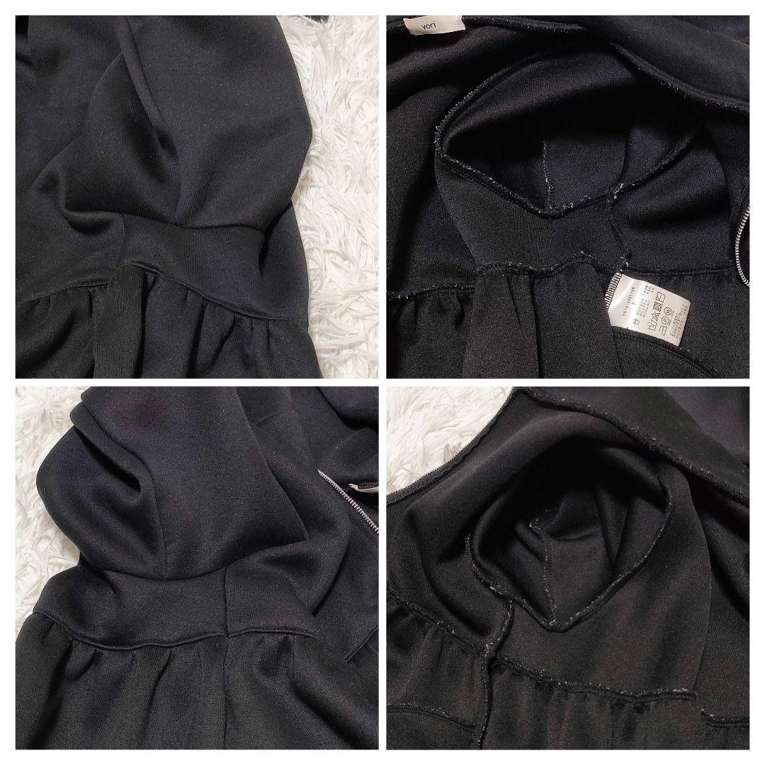 ✨️人気✨️定番✨️ ヨリ ダンボールティアードパーカー ジップアップ ブラック