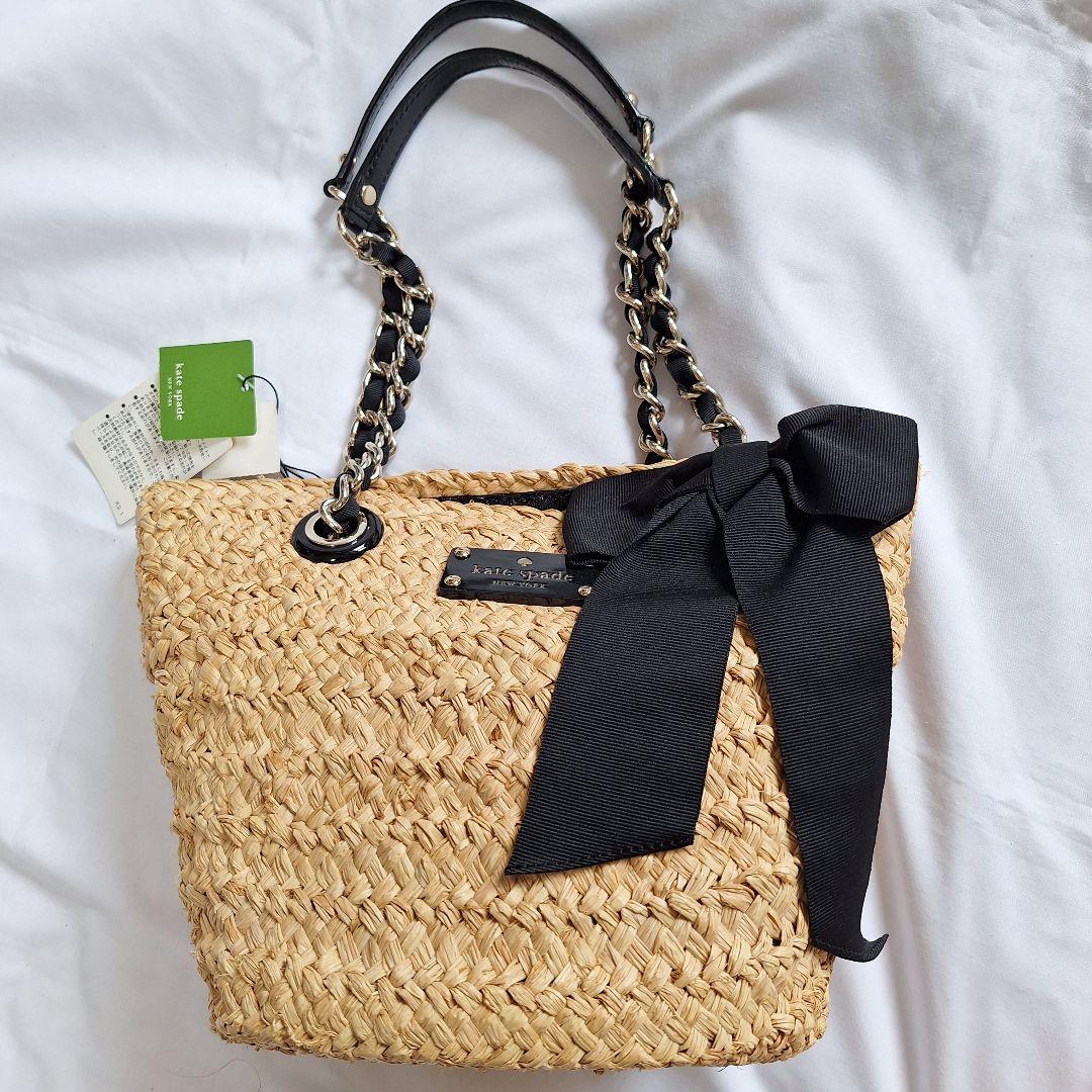 【新品未使用】kate spadeケイトスペード カゴバッグ リボン チェーン