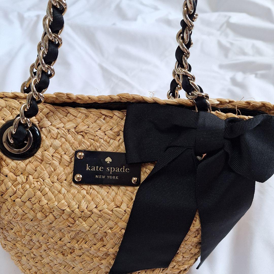 【新品未使用】kate spadeケイトスペード カゴバッグ リボン チェーン