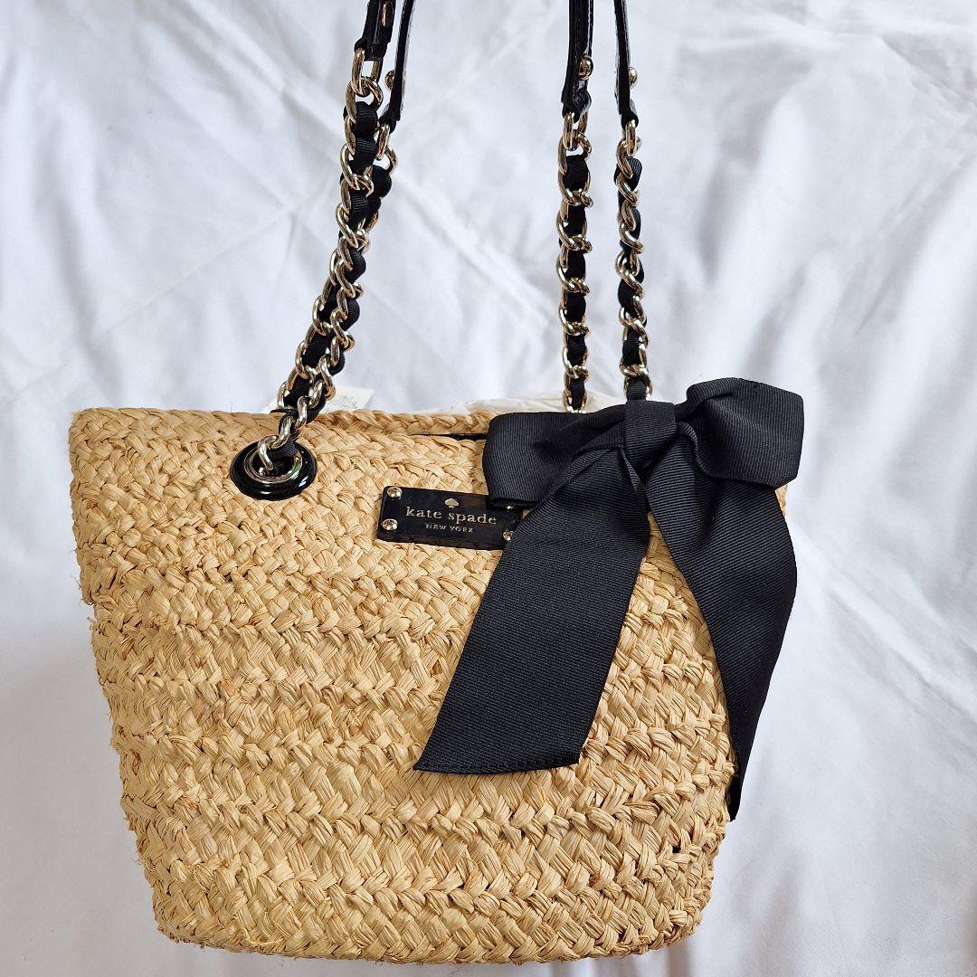 【新品未使用】kate spadeケイトスペード カゴバッグ リボン チェーン