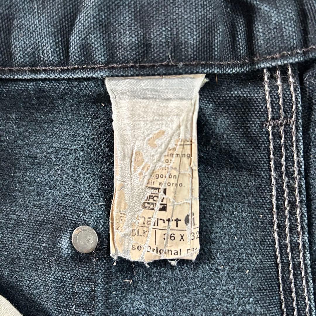 90s USA製 36×32 Carhartt 超フェードブラック 一点物