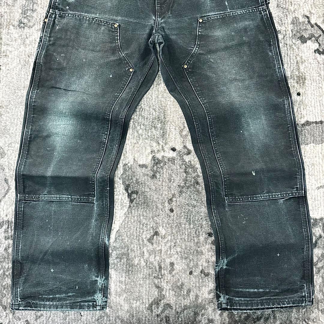 90s USA製 36×32 Carhartt 超フェードブラック 一点物