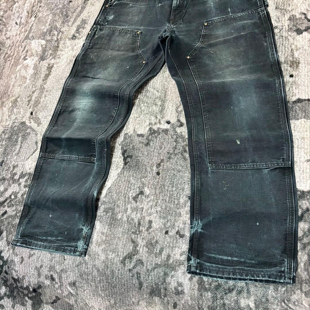 90s USA製 36×32 Carhartt 超フェードブラック 一点物