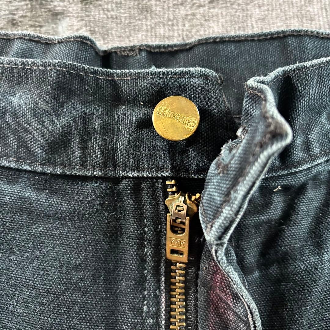 90s USA製 36×32 Carhartt 超フェードブラック 一点物