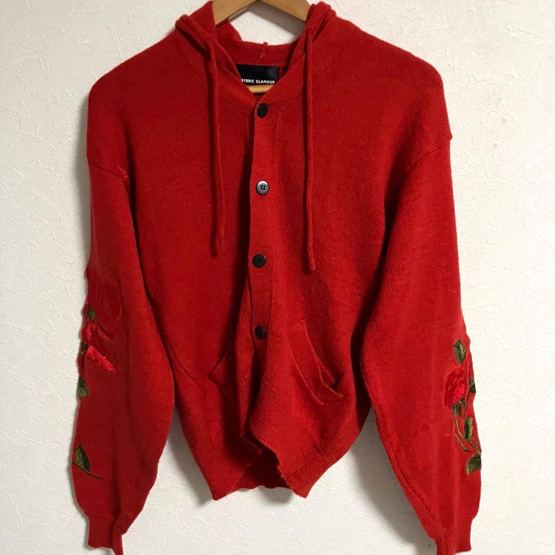 【雰囲気抜群❗️】90's HYSTERIC GLAMOUR 刺繍 ニットパーカー