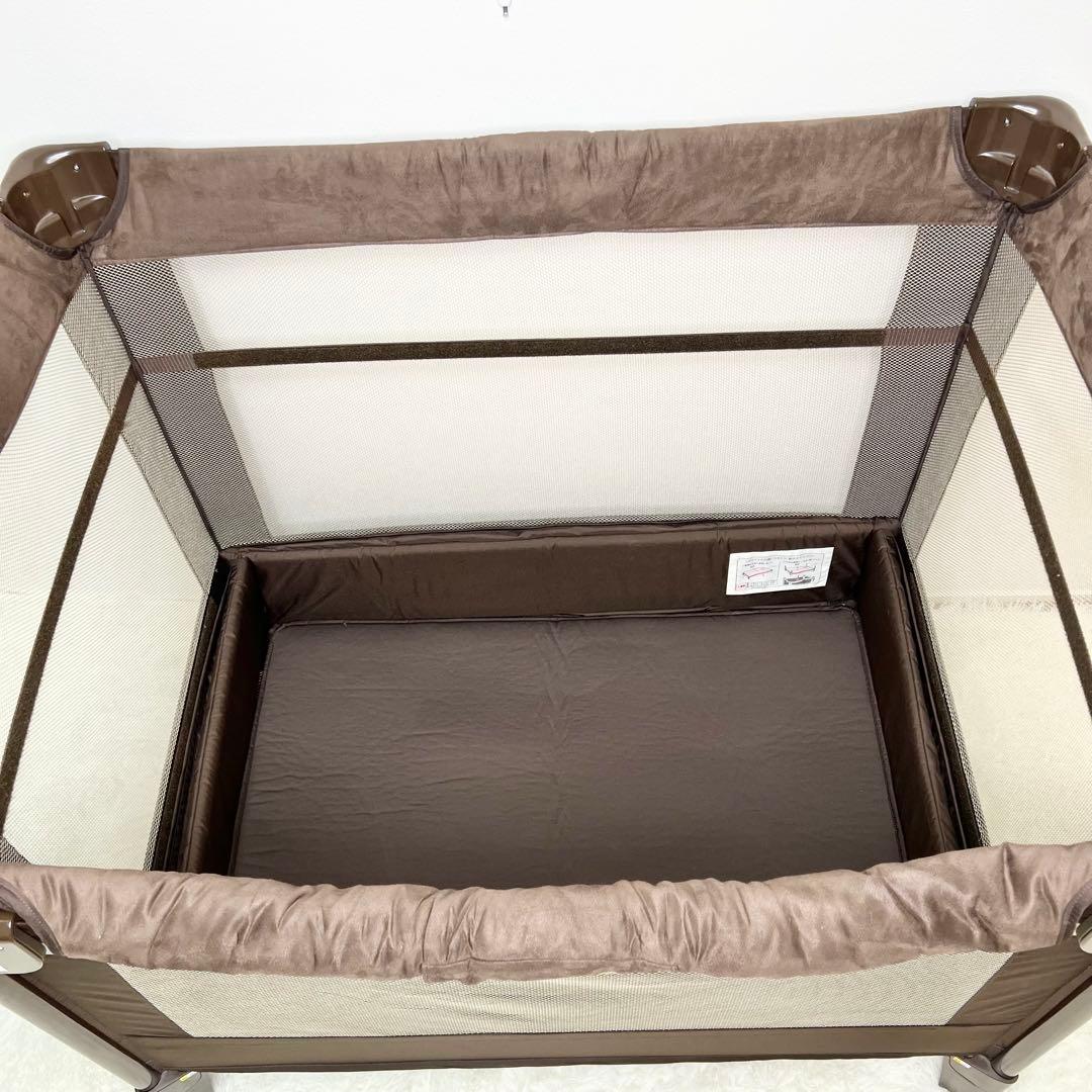 美品 Aprica ココネル エアー プラス ベビーベッド ブラウン 折りたたみ