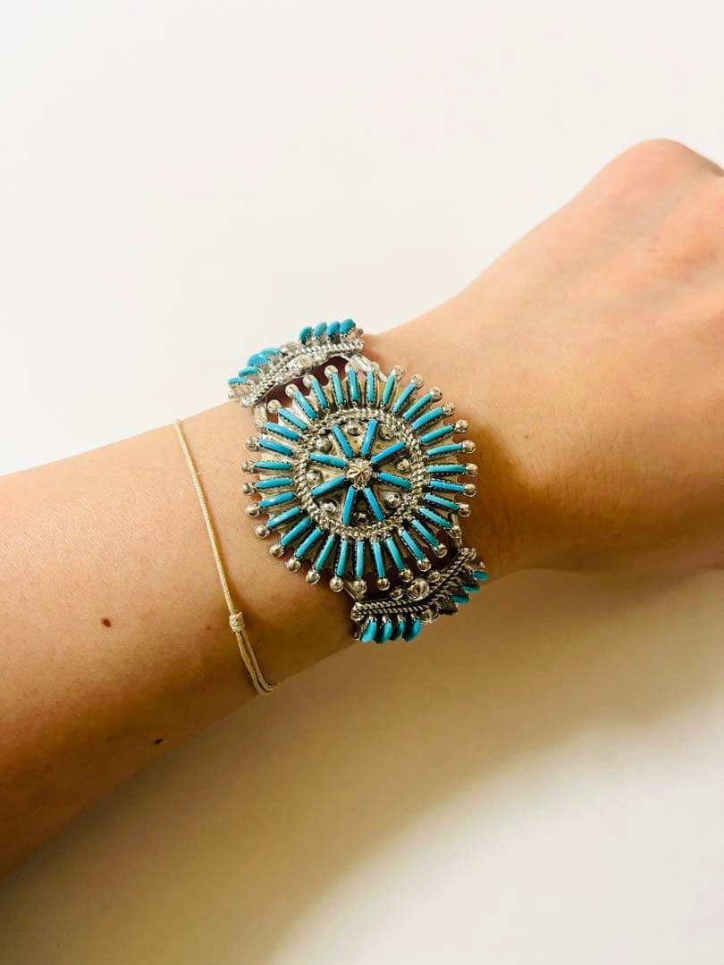 インディアンシルバーxターコイズバングル/ブレスレット