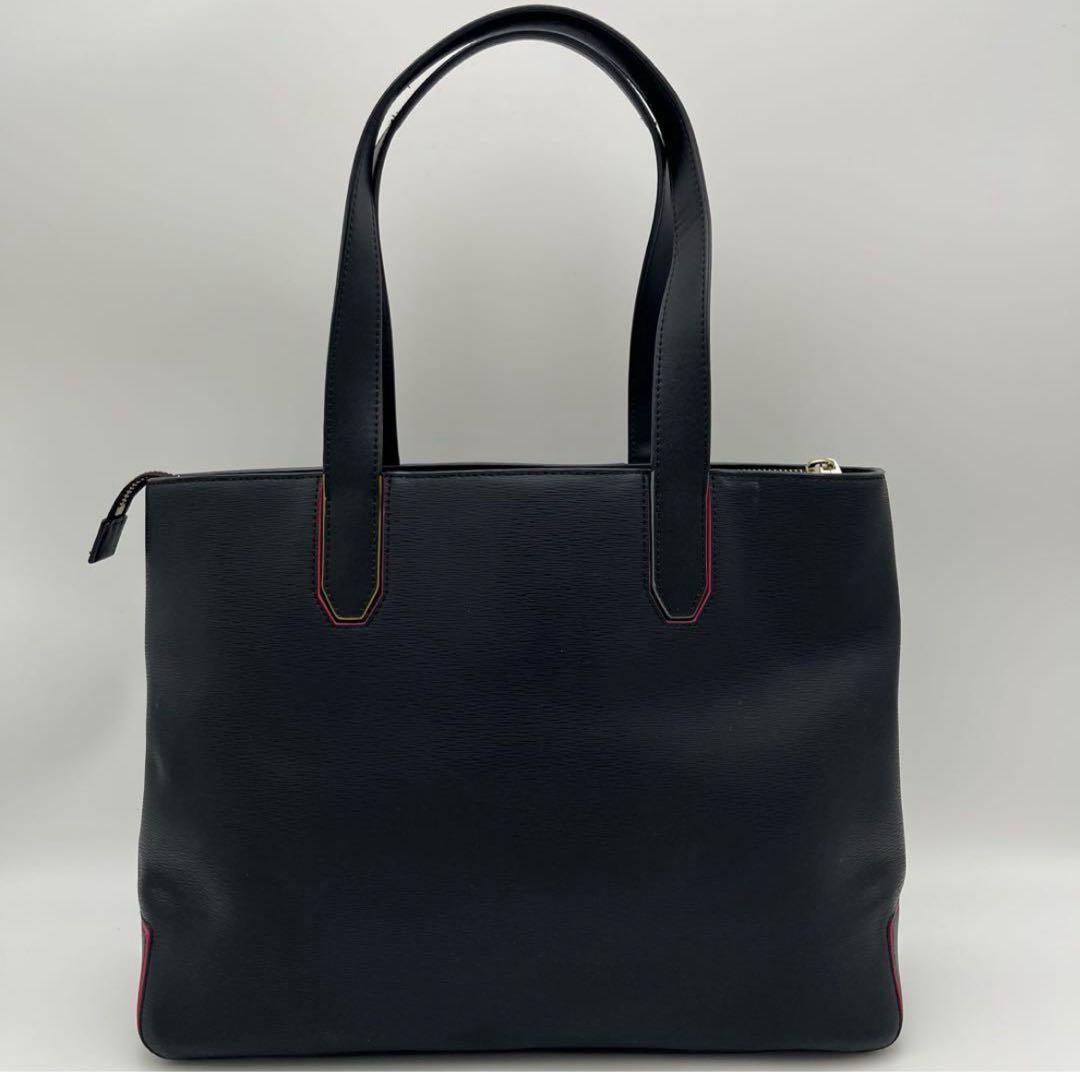 未使用級 ポールスミス A4◎ マルチストライプ トートバッグ レザー ブラック