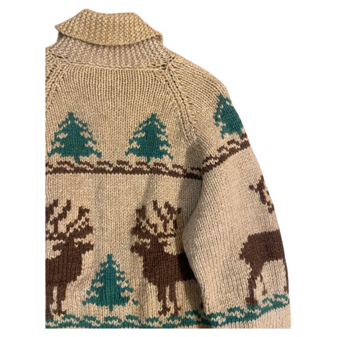 60s カウチンセーター トナカイ柄　ウールニット ヴィンテージ