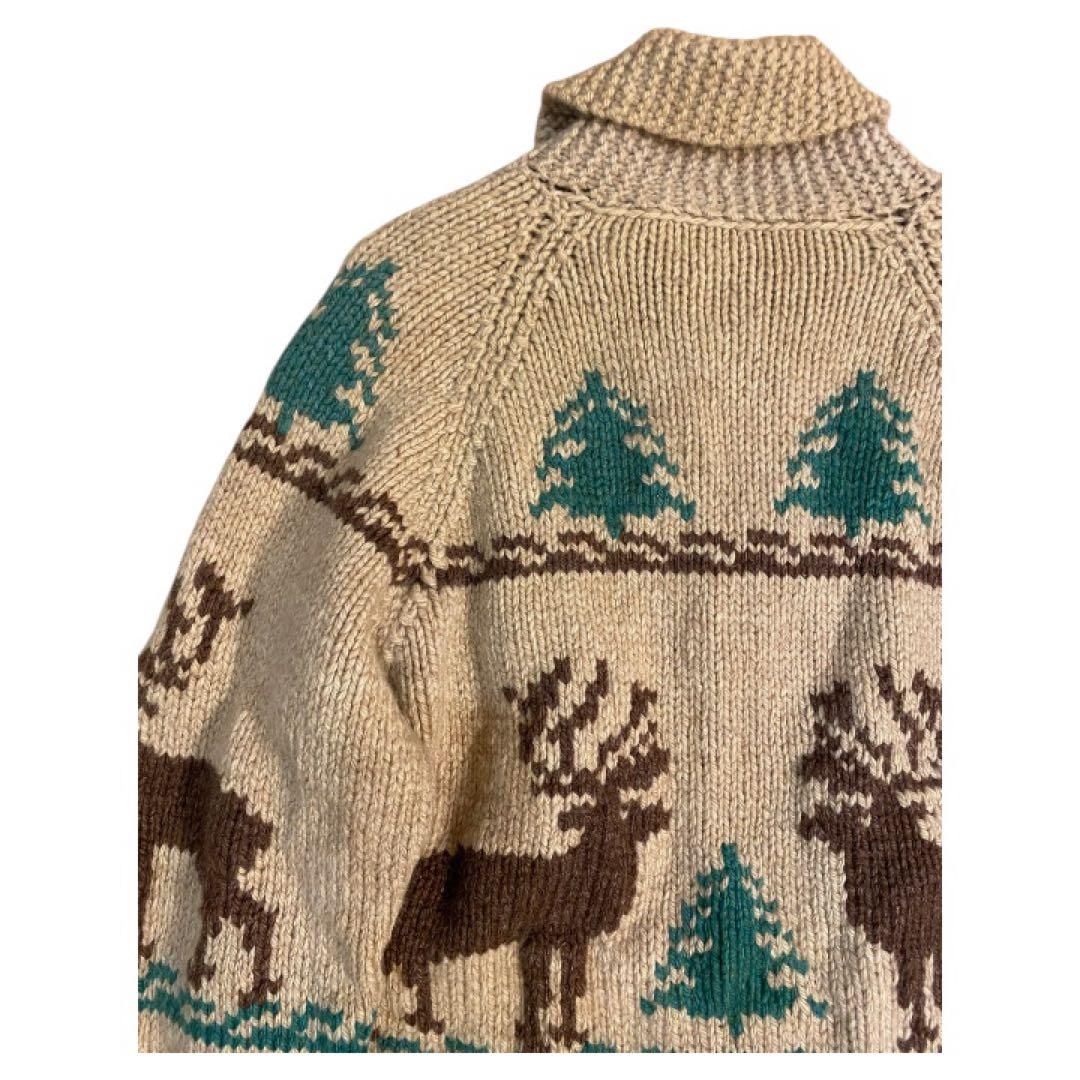 60s カウチンセーター トナカイ柄　ウールニット ヴィンテージ