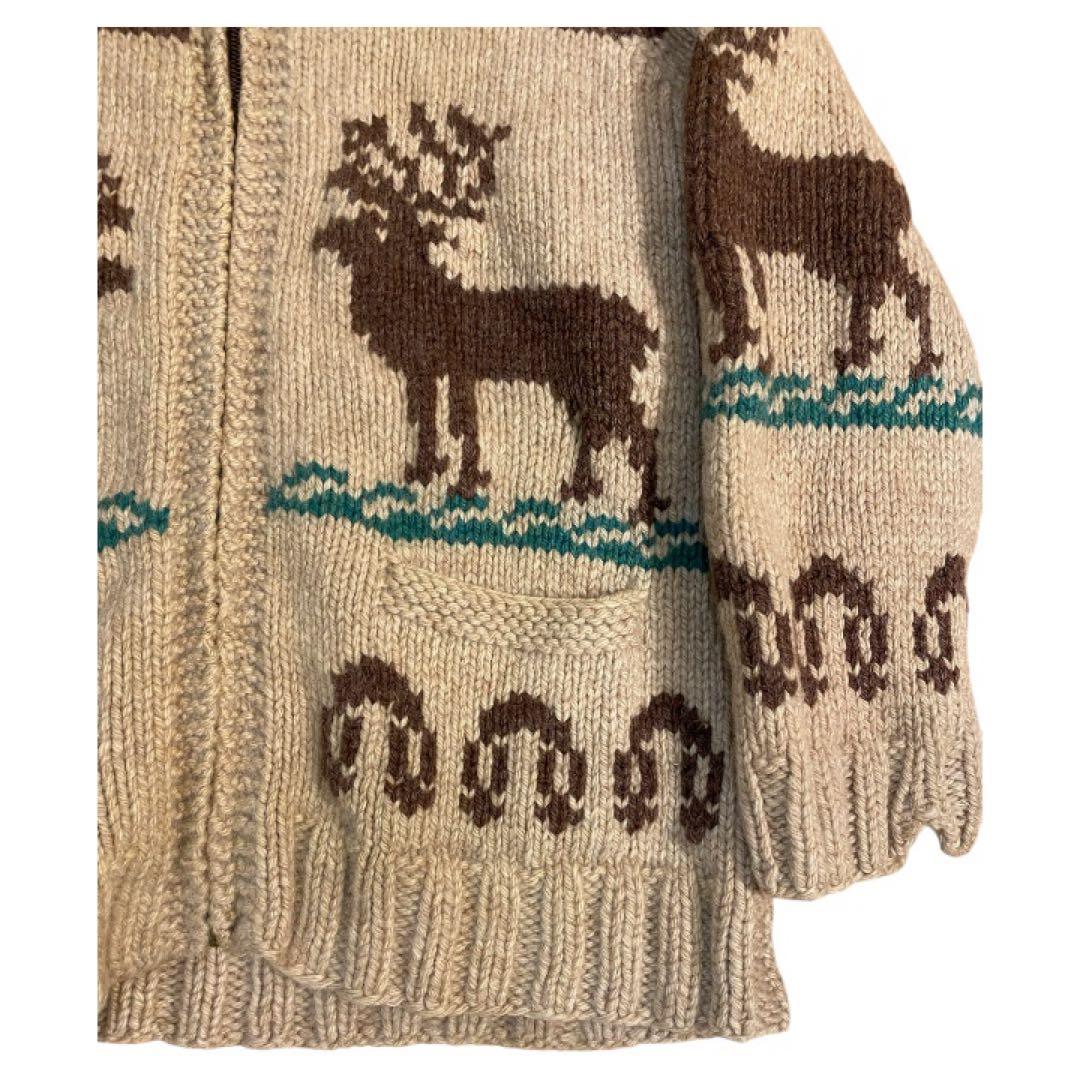 60s カウチンセーター トナカイ柄　ウールニット ヴィンテージ