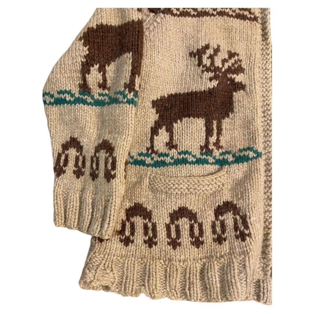 60s カウチンセーター トナカイ柄　ウールニット ヴィンテージ