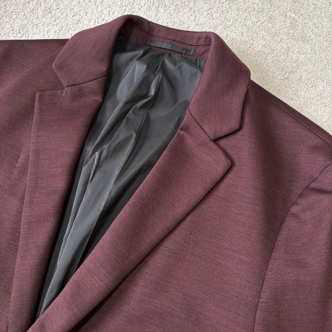 極美品 セオリー 現行タグ アンコンジャケット バーガンディ メンズ ストレッチ