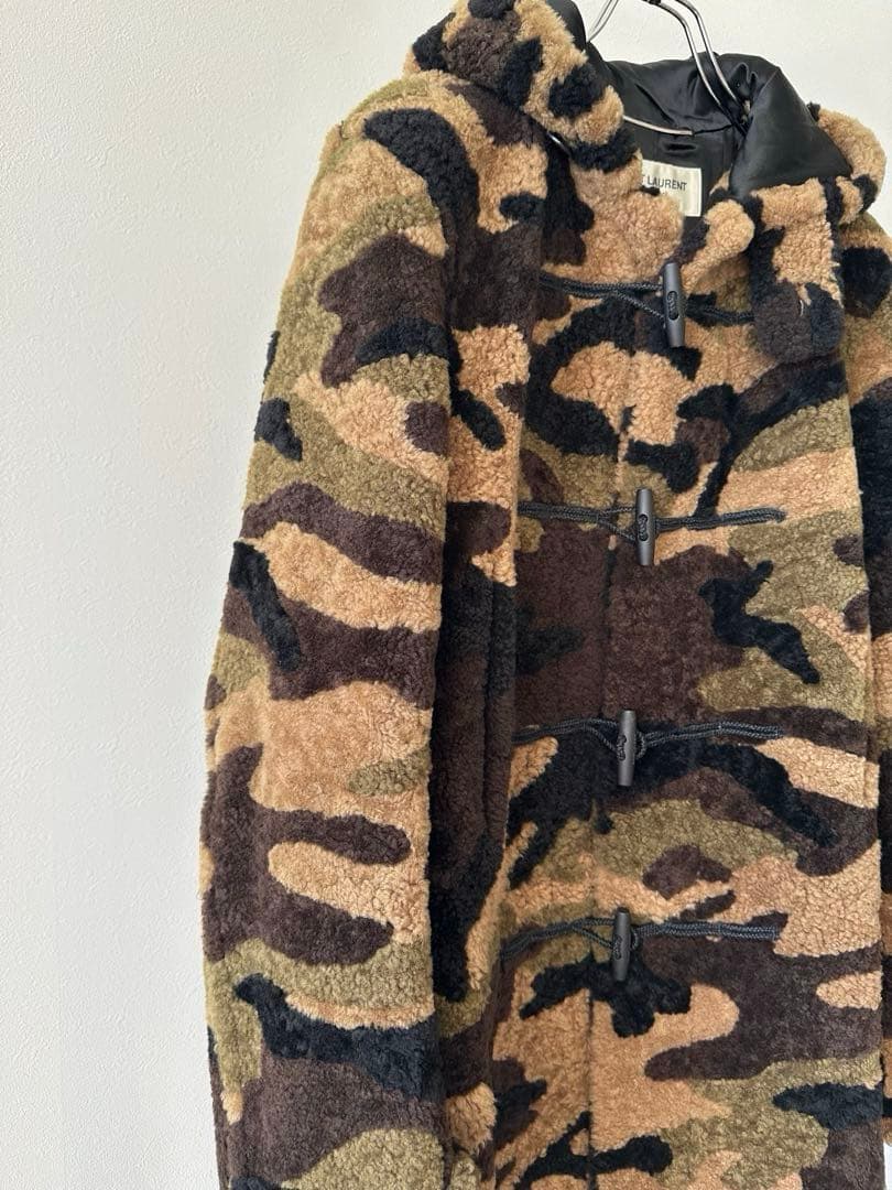 SAINT LAURENT カモフラージュ柄シアリングダッフルコート 48サイズ