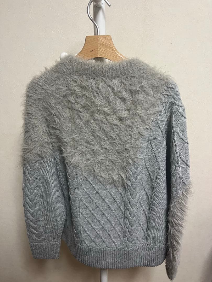 MAISON SPECIAL ケーブルシャギーニット　グレー