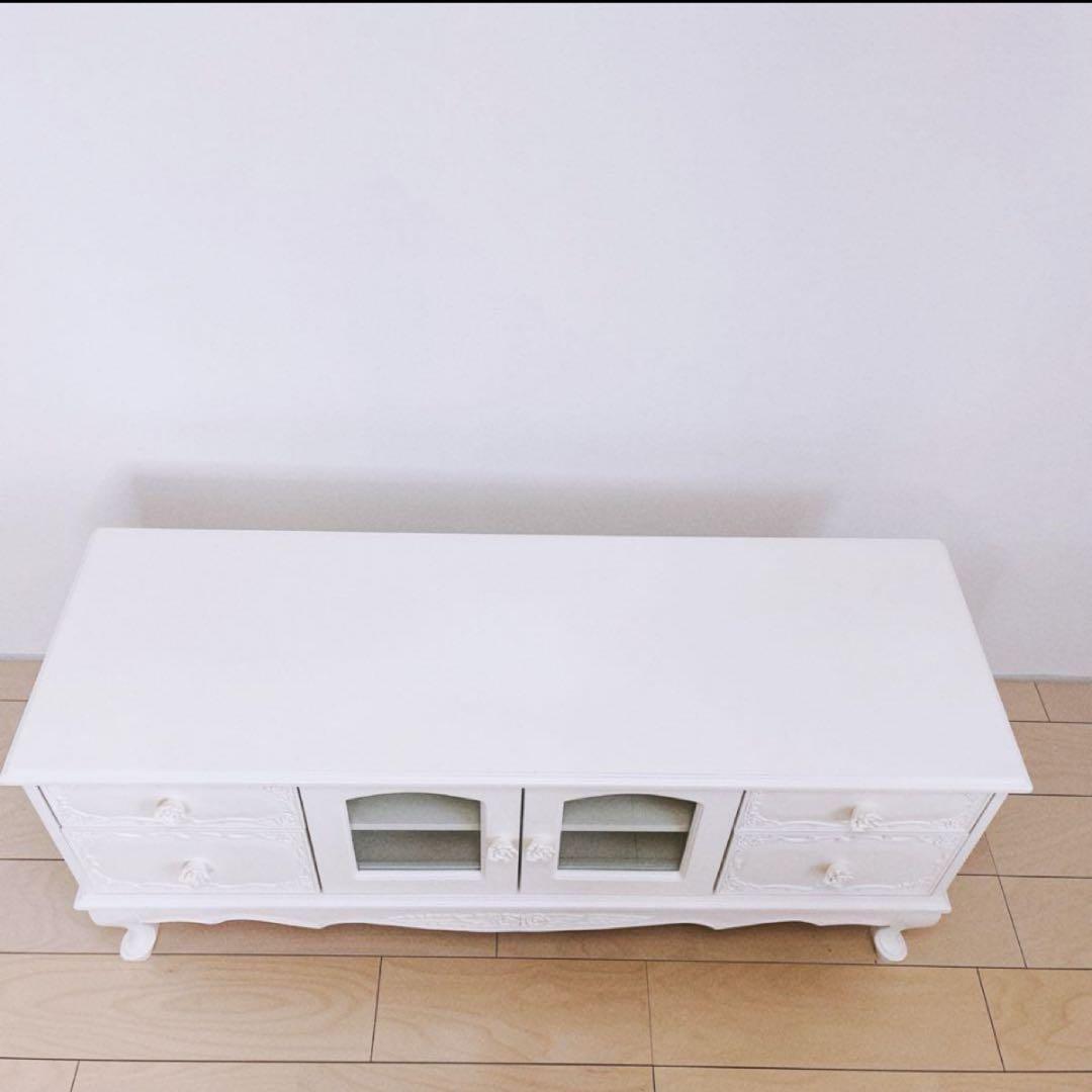 ロココ調　猫足　テレビ台　ホワイト　120サイズ　姫系家具　送料込み