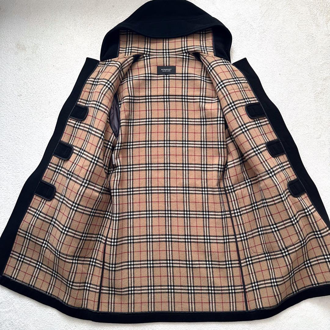 バーバリーブラックレーベル　ダッフルコート　ノバチェック　ロング　ベルト