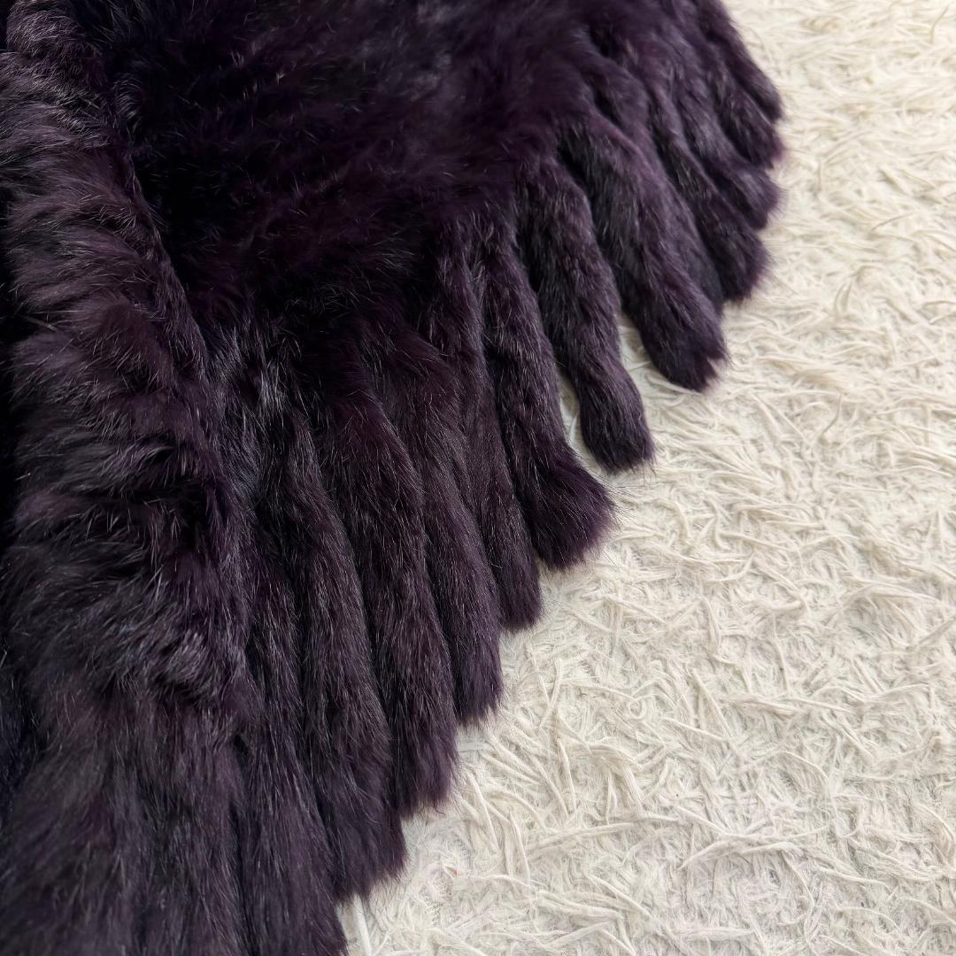 16407✨Y2K レアカラー イヴサロモン ラビットファー ポンチョ ストール