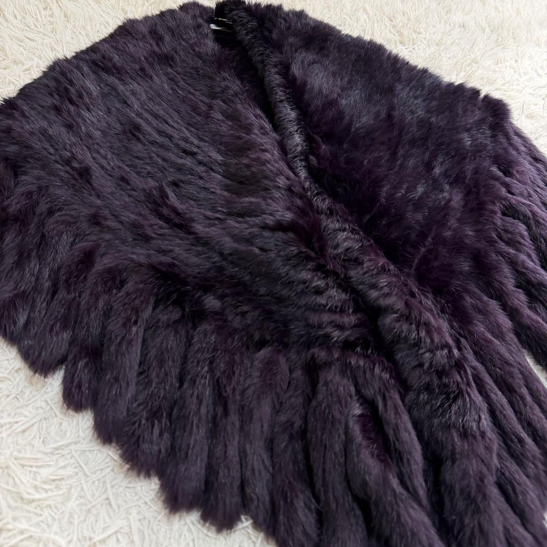 16407✨Y2K レアカラー イヴサロモン ラビットファー ポンチョ ストール