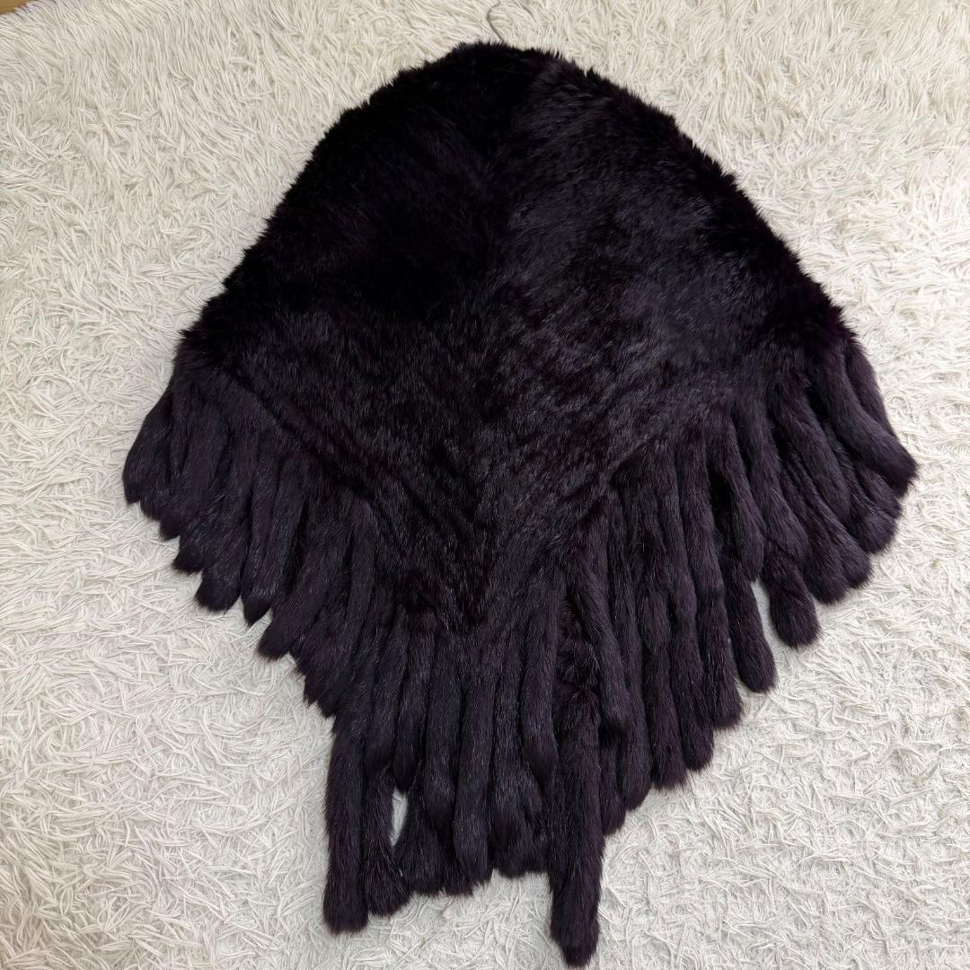 16407✨Y2K レアカラー イヴサロモン ラビットファー ポンチョ ストール